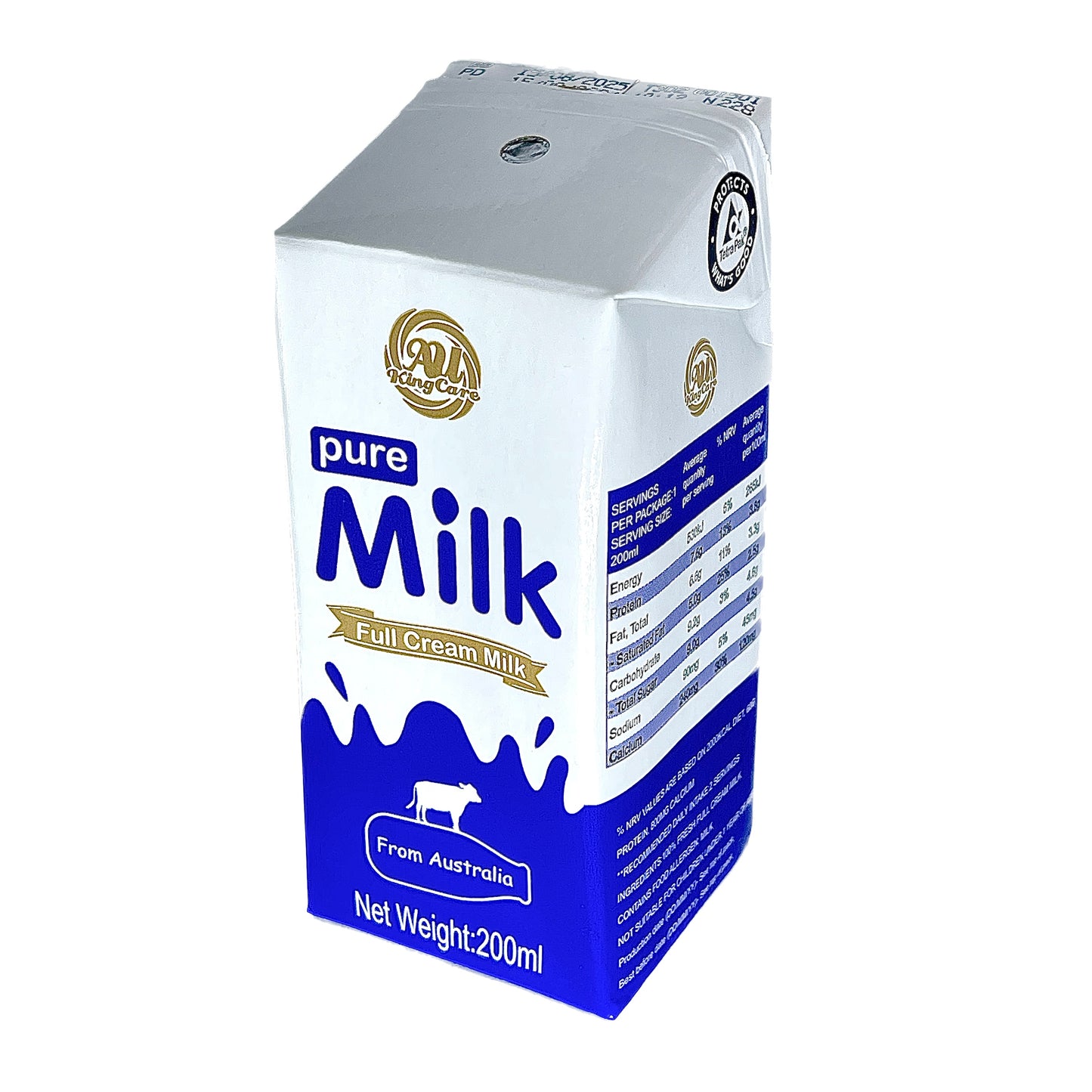 AU Kingcare Full Cream UHT Milk 200ml x 24